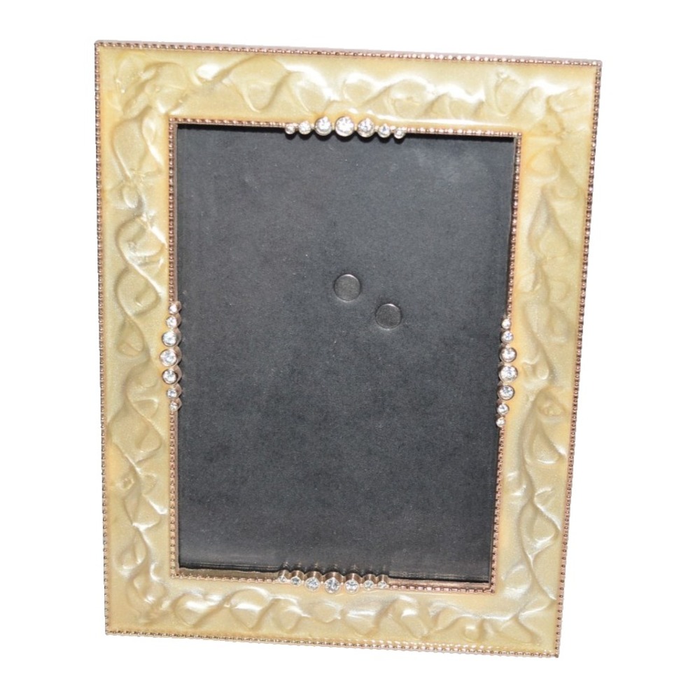 Art Deco Yellow Swirl enamel Metal Bling Photo Picture Frame 5X7